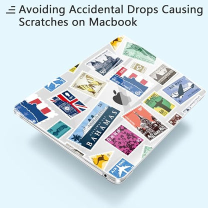 for MacBook Air 13 inch Case 2020 M1 A2337 2019 2018 Release– Fashionable Lightweight Floral Design Transparent HD Clear Laptop Shell, with TPU Keyboard Cover & OTG Adapters, Stamp - color: Stamp