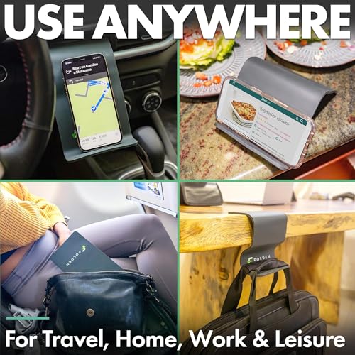 Airplane Phone Holder - Foldable Phone Stand for Plane Travel | Strong grippy silicone, 9 x 4.3 in.Tabletop Mount Desk, Plane Tray Seat back, Treadmill, Fits iPhone Cell Phone - color: Silicone, size: Large