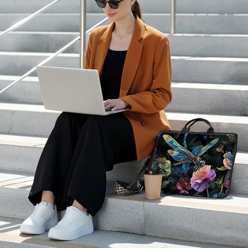 Laptop Bag,14 15 15.6 inch Laptop Case Sleeve,Computer Sleeve with Handle for Women Men,Carrying Case for MacBook,Dell,Lenovo,Notebook Computer,Dragonfly Flower - color: Dragonfly Flower