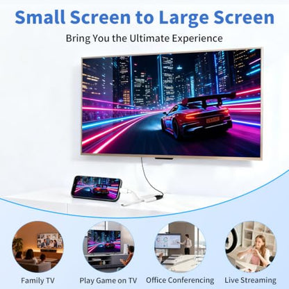USB-C and Lightning to HDMI Adapter for iPhone ipad to TV [MFi Certified], 4K@60Hz Sync Screen Apple Lightning to Digital AV Adapter with 100W Charging Port for iPhone 17/16/15/iPad/MacBook to HDTV