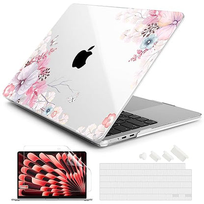 Batianda Case for MacBook Air 15" with M5 M4 M3 M2 Chip, Lovely Flower | 4-in-1 set with soft pastel floral design, lightweight slim hard shell protection for students, travelers and nature lovers - color: Lovely Flower