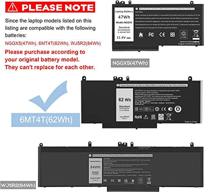 E5470 E5570 6MT4T Battery Compatible with Dell Latitude 14 E5470 15 E5570 Precision 15 3510 M3510 Series Notebook Replacement for V69Y TXF9M 79VRK 07V69Y 0HK6DV 079VRK 0TXF9M [7.6V/62Wh] - size: 9.27*4.05*0.27inch 6MT4T