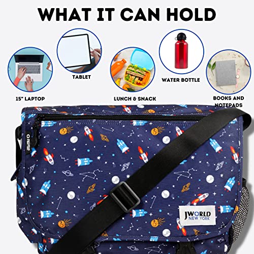 J World New York Terry Messenger Bag for Women Girls School Kids - color: Spaceship