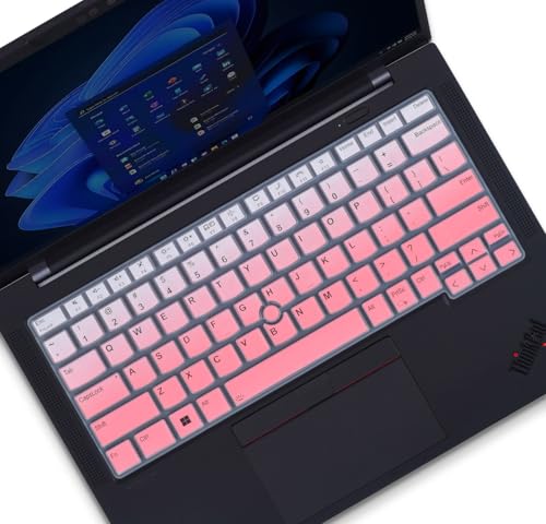 Keyboard Cover for 2024 2023 14" Lenovo Thinkpad x1 Carbon Gen 11 / Gen 10, Lenovo ThinkPad E14 Gen 6 / Gen 5, Lenovo ThinkPad T14 T14s L14 P14s Gen 4 / Gen 3 Keyboard Skin Protector-Gradual Pink - color: Gradual Pink