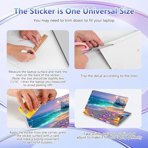 Laptop Skin Sticker Decal Cover,Beautiful Beach | DIGTIALL Universal Laptop Skin Sticker, Waterproof Removable Notebook Decal Protector Cover for 12 13 14 15 Inch Laptops - color: Beautiful Beach