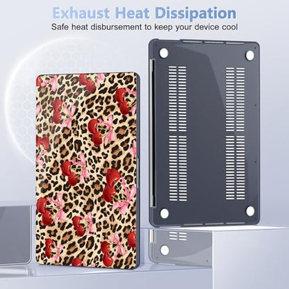 May Chen Case for MacBook Pro 13 inch M2 2023,2022,2021,2020 A2338 M1 A2251 A2289, Plastic Hard Shell Case for MacBook Pro 13" with Touch Bar Fits Touch ID, Cherry & Cheetah - color: Cherry and cheetah