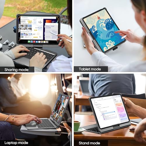 Wireless Keyboard Case for iPad Pro 11 inch M5 2025 & M4 2024 Space Gray | Pekarejue 360 Rotatable, Pencil Holder, Multi-Touch Trackpad, Backlit Keys, Swivel Cover A3357A3358 A3359 A2836 A2837 A3006 - color: Space Gray, size: iPad Pro 11 (M4/M5)