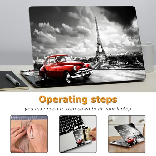 Universal Laptop Skin Sticker with 2 Wrist Pad Decals, 3-Piece Removable Vinyl Laptop Cover, Paris Eiffel Tower Waterproof Anti-Scratch, Easy-Trim Fit for 13.3" 14" 15.6" Laptops - color: Paris Eiffel Tower