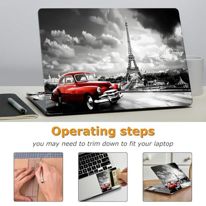Universal Laptop Skin Sticker with 2 Wrist Pad Decals, 3-Piece Removable Vinyl Laptop Cover, Paris Eiffel Tower Waterproof Anti-Scratch, Easy-Trim Fit for 13.3" 14" 15.6" Laptops - color: Paris Eiffel Tower