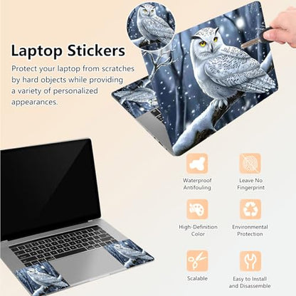 Laptop Skin Sticker Decal 15.6 Inch,12 13 13.3 14 15 15.6 in Laptop Netbook Skins for Notebook,Art Decal Removable Waterproof Scratch Resistant,Universal Vinyl Cover,Cute White Owl - color: Cute White Owl