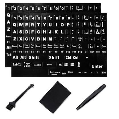 English Keyboard Stickers [5 in 1],Full Size Big Letter Keyboard Stickers with White Font on Black Background Universal for Laptop Desktop Computer, Matte Stickers with Enter & Number Keys - color: Full Size Big Font White Letters-2