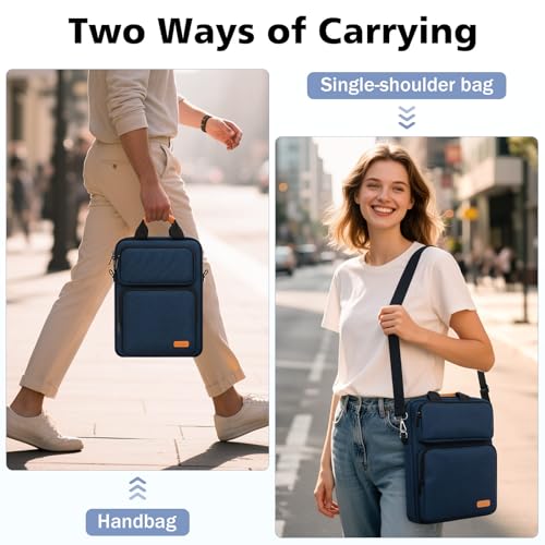 MoKo 13.3-14 inch Laptop Sleeve Sholder Bag Carry Case with Multi-Pockets | Fits Mac NEO/Air 13-inch M5, Mac Pro 14-inch M5/M4/M3/M2/M1 and MacAir 13-inch M4/M3/M2/M1, Indigo - color: Indigo, size: 13.3-14 Inch