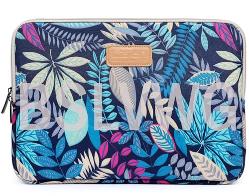 BSLVWG 10 Inch Laptop Sleeve Multi-Color & Size Choices Case/Water-Resistant Neoprene Notebook Computer Pocket Tablet Briefcase Carrying Bag/Pouch Skin Cover - color: Blue Leaves, size: 10 inch