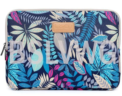 BSLVWG 10 Inch Laptop Sleeve Multi-Color & Size Choices Case/Water-Resistant Neoprene Notebook Computer Pocket Tablet Briefcase Carrying Bag/Pouch Skin Cover - color: Blue Leaves, size: 10 inch
