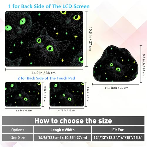 Laptop Skin Sticker Decal 15-15.6 Inch with Cute Mouse Pad, Universal Reusable Vinyl Sticker for 12.1 13 13.3 14 15.4 Inch Netbook and Notebook PC, Mystical Cat - color: Mystical Cat