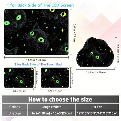 Laptop Skin Sticker Decal 15-15.6 Inch with Cute Mouse Pad, Universal Reusable Vinyl Sticker for 12.1 13 13.3 14 15.4 Inch Netbook and Notebook PC, Mystical Cat - color: Mystical Cat