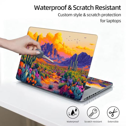 Universal Laptop Skin Sticker Decal, 12"-15.6" Aesthetic Vinyl Wrap | Desert Cacti Wildflowers Sunset Waterproof Notebook Cover Art Protector for MacBook HP Dell Lenovo, Fits 13" 14" 15" 15.6" - color: Desert Cacti Wildflowers Sunset