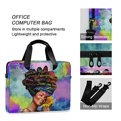 Laptop Bag 15.6 inch, Waterproof Laptop Case with Strap, Protective Laptop Carrying Case for Women&Men, Afro African American Woman - color: Afro African American Woman