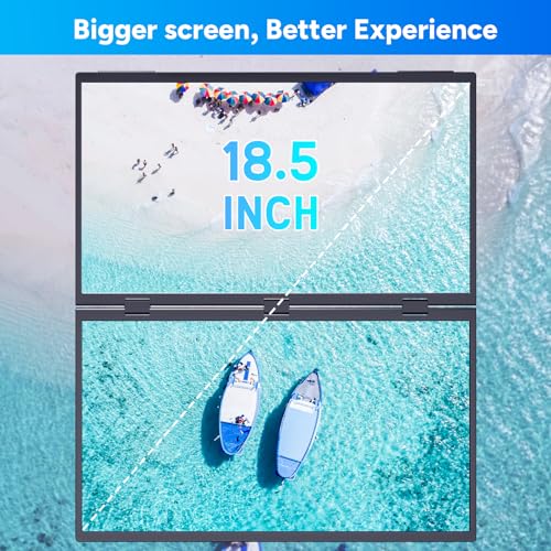 COOLHOOD 18.5 Inch Portable Monitor for Laptop, 1080P FHD 100Hz 125% sRGB USB-C HDMI Travel Monitor for Laptop Mac PC, Portable Screen with Smart Cover, VESA Compatible - size: 2*18.5 Inch