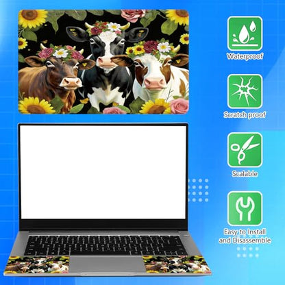 Universal Laptop Skin Sticker Decal for 11.6”12" 13" 13.3" 14" 15" 15.4" 15.6" Reusable Waterproof Scratch-Scratch Resistant Protective Vinyl Laptop Notebook Skin Stickers - Cows Flower - color: Cows Flower
