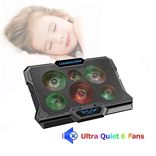 Laptop Cooling Pad, Laptop Cooler with 6 Quiet Led Fans for 15.6-17 Inch Laptop Cooling Fan Stand