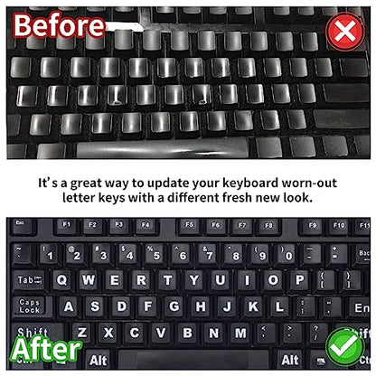 2PCS English Keyboard Stickers Replacement Letters, Full Size Big Letter QWERTY Keyboard Sticker Universal for PC Computer Laptop Desktop, Matte Keyboard Alphabet Stickers - color: English-full Keyboard(2PCS)