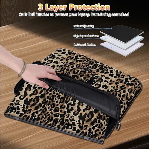 10 inch Laptop Sleeve with Laptop Skin Sticker Set – Slim Protective Case with Smooth Zipper, Lightweight Tablet & Notebook Sleeve for Travel & Daily Carry, Leopards - color: Leopards, size: 10 inch