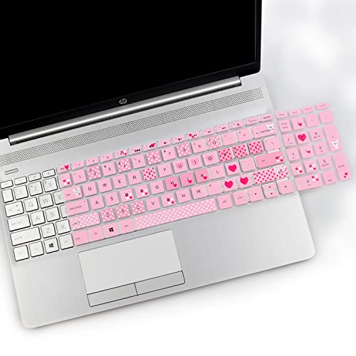 2PCS Keyboard Cover for HP Laptop 15-db/da 15-dw 15-dy 15-bs/bw 15-ef 15t 15z 15.6 15-dy2076nr dy1043dx dy2056ms dy2093dx dy1731ms dy2021nr 15-dw3033dx dw3125od dw0083wm dw3125st dw1001 15-db0011dx - color: Lovly+Clear