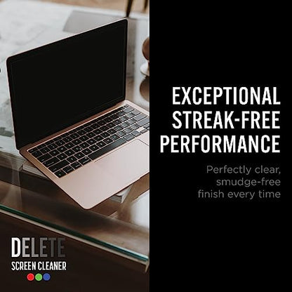 Delete Screen Cleaner 16oz Spray Bottle | Premium Streak-Free, Alcohol & Ammonia-Free Solution for All Devices | Gentle, Odorless & Easy to Use | Improves Visibility & Longevity of Screens - style: 1 Pack, 16oz