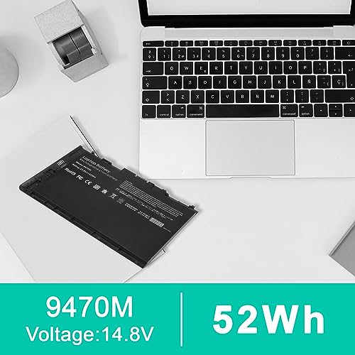 BT04XL 9470M Notebook Battery for HP EliteBook Folio 9470 9470M 9480m Ultrabook BT04 BA06 HSTNN-IB3Z HSTNN-I10C 687945-001 H4Q47AA 687517-241 HSTNN-DB3Z 687517-171 BA06XL H4Q48AA - 14.8V 52WH - size: 8.61*5.38*0.3inch 9470M