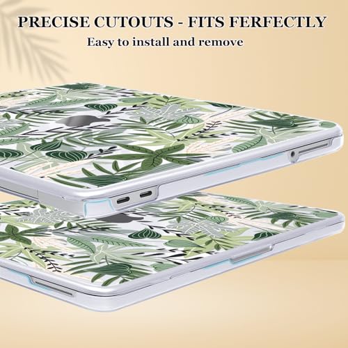 Compatible with MacBook Neo 13 inch Case 2026 Model A3404 Cover, Ultra-Thin Pattern Plastic Hard Shell Case Keyboard Cover Screen Protector Dust Plug, Tropical Green Leaves - color: Tropical Green Leaves