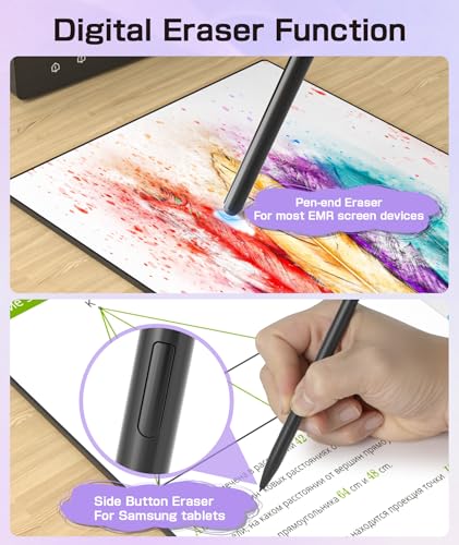 Ciscle Magnetic EMR Stylus Compatible with Remarkable 2, Replacement Digital Pen with Eraser, 4096 Pressure Levels, Palm Rejection, Tilt Support, for Remarkable/Samsung/Wacom/Onyx EMR Devices-5 Tips - style: Black Pen with 5 Tips