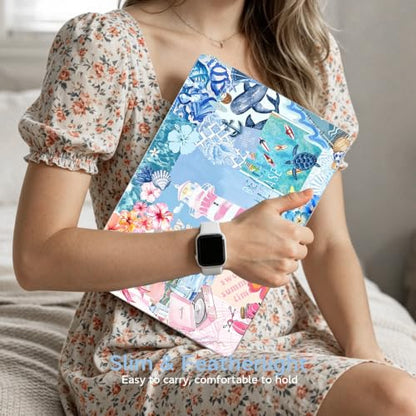 for MacBook Neo 13 inch Case 2026 Release A3404, Ocean Collage | Matte Hard Shell with Coastal-Inspired Collage, Scratch Resistant Protection, Precision Fit, and Lightweight Portability - color: Blue Pink Collage