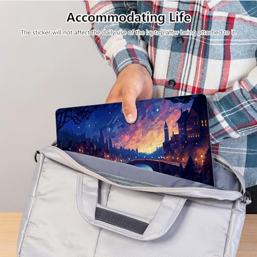 Universal Laptop Skin Sticker with 2 Wrist Pad Skins, Waterproof Scratch Resistant Vinyl Laptop Cover Decal, Cut to Fit for 11–15.6 Inch MacBook HP Dell Lenovo, Fantasy City - color: Fantasy City