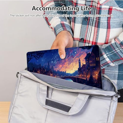 Universal Laptop Skin Sticker with 2 Wrist Pad Skins, Waterproof Scratch Resistant Vinyl Laptop Cover Decal, Cut to Fit for 11–15.6 Inch MacBook HP Dell Lenovo, Fantasy City - color: Fantasy City