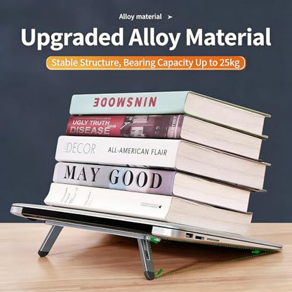 0.5cm Ultra Thin Invisible Laptop Stand, Foldable Mini Aluminum Laptop Riser, Portable Hidden Cooling Support Foot for MacBook 11-17 Inch Laptops& Tablets, 2 Adjustable Height Anti-Slip Notebook Stand