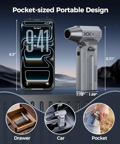 Compressed Air Duster-280000 RPM Super Powerful Electric Air Duster,4-Gear Adjustable PC Cleaning Kit with LCD Screen & LED Light,Fast Charging Air Blower for PC,Keyboard,Car,Home