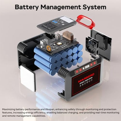 Portable Power Station 300W MARBERO 237Wh Camping Solar Generator Backup Lithium Battery with Pure Sine Wave 110V AC Outlet, USB C, USB A, DC for Outdoors Camping CPAP Home Blackout Emergency | Backup Lithium Battery with Pure Sine Wave 110V AC Outlet, US