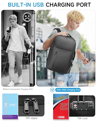 Large Rolling Backpack for Women&Men, 50L Travel Backpack with Wheels, Wheeled Backpack with USB C Port,TSA Lock Carry On for Travel, College, Teacher - color: Black-512
