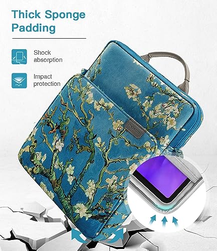 MoKo 9-11 Inch Tablet Sleeve Bag Handle Carrying Case with Shoulder Strap for iPad Pro, Air, 10th, 9/8/7, Air 5/4, Tab S8/S9, Apricot Flower | Fits iPad Pro 11-inch M4, iPad Air 11-inch M2, iPad 10th 10.9, iPad 9/8/7th 10.2 and Tab S8/S9 11, Apricot Flowe