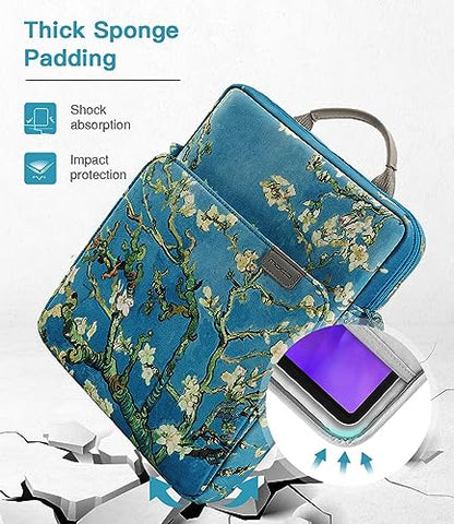 MoKo 9-11 Inch Tablet Sleeve Bag Handle Carrying Case with Shoulder Strap for iPad Pro, Air, 10th, 9/8/7, Air 5/4, Tab S8/S9, Apricot Flower | Fits iPad Pro 11-inch M4, iPad Air 11-inch M2, iPad 10th 10.9, iPad 9/8/7th 10.2 and Tab S8/S9 11, Apricot Flowe