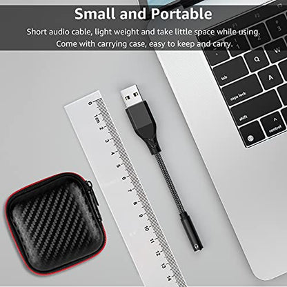 APETOO USB to 3.5mm Audio Adapter, External Stereo Sound Card for PC Laptop | USB A to Aux Jack Dongle Cable Cord for Headphones & Headset, Compatible with MacOS, Windows, Linux, Desktop, Gaming Consoles