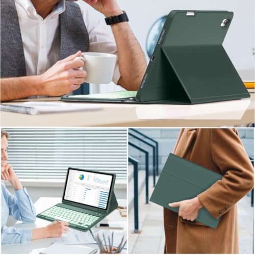 Case Keyboard for Galaxy Tab A9 Plus 5G 11 Inch 2023 (SM-X210/X216/X218), 7 Color Backlit Detachable Tablet Keyboard Cover with S Pen Holder for Samsung Galaxy Tab A9+ 11" (Dark Green) - color: Green