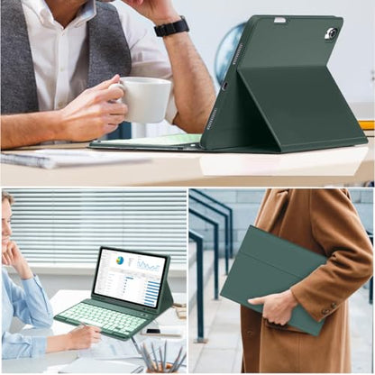 Case Keyboard for Galaxy Tab A9 Plus 5G 11 Inch 2023 (SM-X210/X216/X218), 7 Color Backlit Detachable Tablet Keyboard Cover with S Pen Holder for Samsung Galaxy Tab A9+ 11" (Dark Green) - color: Green