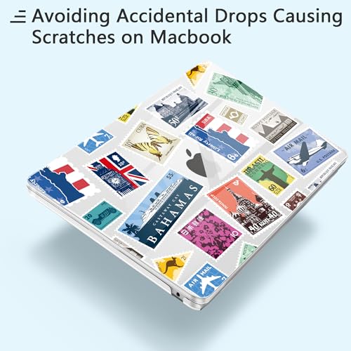 for MacBook Pro 14 inch Case 2025 M5 2024 M4 2023 Release– Fashionable Lightweight Floral Design Transparent HD Clear Laptop Shell, with TPU Keyboard Cover & OTG Adapters, Stamp - color: Stamp