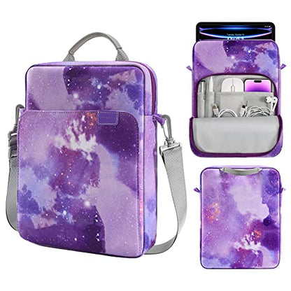 MoKo 13 Inch Tablet Sleeve Bag Carrying Case with Shoulder Strap Handle | Fits iPad Pro 13-inch M5, iPad Air 13-inch M4/M3, iPad Pro 12.9 M2/M1 and Tab S8+/S9+ 12.4, Purple Starry Sky - color: Purple Starry Sky, size: 12.9 inch