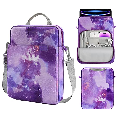 MoKo 13 Inch Tablet Sleeve Bag Carrying Case with Shoulder Strap Handle | Fits iPad Pro 13-inch M5, iPad Air 13-inch M4/M3, iPad Pro 12.9 M2/M1 and Tab S8+/S9+ 12.4, Purple Starry Sky - color: Purple Starry Sky, size: 12.9 inch