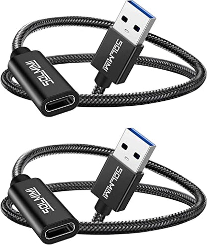 USB C Female to USB A 3.0 Adapter, 2 Pack, 20cm - size: 2 pack（20cm)