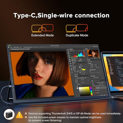 Portable Monitor 18.5'' 120Hz Gaming Monitor, 125%sRGB | 2000:1 | HDR| FreeSync Travel Monitor for Laptop Mac-Book PC, Built-in Stand & Speakers, VESA, USB HDMI Large Second Screen for Game Office - size: 18.5"