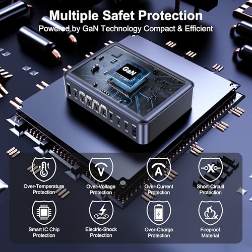 CHIPOFY 710W USB C Charging Station | 10-Port PD3.1 140W GaN Charger Block for MacBook Laptop, iPad, iPhone 17/16, Galaxy S25/S24 and More
